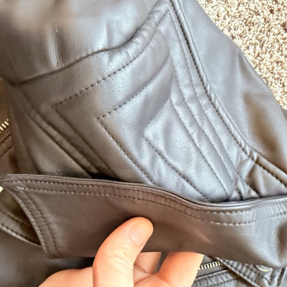 Art Class Faux Leather Black Moto Jacket zip up motorcycle biker coat Size XL - Picture 6 of 9